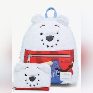 Loungefly Snowman Christmas Winnie the Pooh Mini Backpack and Wallet SET